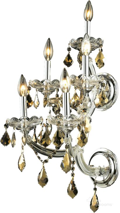 The appearance of Rossevo Chrome Wall Sconce 0qd2364006 designed by Sterling Designs in the glam interior design. This chrome piece of furniture  was selected by 1StopBedrooms from Rossevo Collection to add a touch of cosiness and style into your home. Sku: 2800W5C-GT/RC. Material: Steel. Product Type: Wall Sconce.
