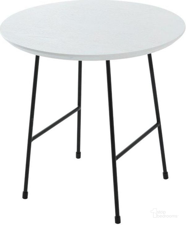 The appearance of Rossmore Black Base Side Table With White Top designed by LeisureMod in the modern / contemporary interior design. This white piece of furniture  was selected by 1StopBedrooms from Rossmore Collection to add a touch of cosiness and style into your home. Sku: RSBL-19W. Product Type: Side Table. Material: MDF. Image1