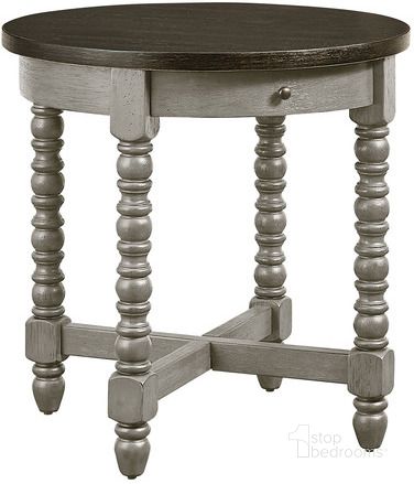 The appearance of Round End Table In Gray designed by Progressive Furniture in the transitional interior design. This gray piece of furniture  was selected by 1StopBedrooms from  to add a touch of cosiness and style into your home. Sku: T359-04. Product Type: End Table. Material: MDF. Image1