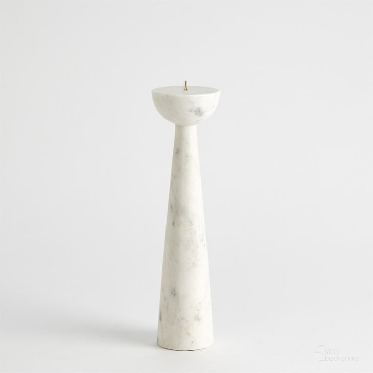 The appearance of Round Top Small Candle Stand In White designed by Global Views in the modern / contemporary interior design. This white piece of furniture  was selected by 1StopBedrooms from Round Collection to add a touch of cosiness and style into your home. Sku: 7.91488. Material: Marble. Product Type: Candle Holder. Image1