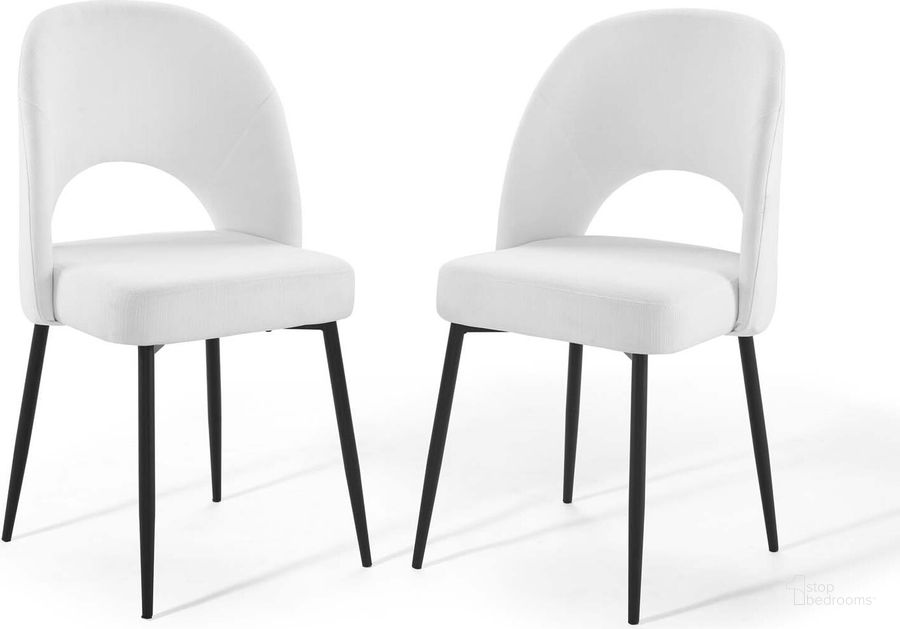The appearance of Rouse Dining Side Chair Upholstered Fabric Set of 2 EEI-4490-BLK-WHI designed by Modway in the modern / contemporary interior design. This black piece of furniture  was selected by 1StopBedrooms from Rouse Collection to add a touch of cosiness and style into your home. Sku: EEI-4490-BLK-WHI. Material: Wood. Product Type: Side Chair. Image1