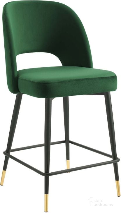 The appearance of Rouse Performance Velvet Counter Stool In Emerald designed by Modway in the modern / contemporary interior design. This emerald piece of furniture  was selected by 1StopBedrooms from Rouse Collection to add a touch of cosiness and style into your home. Sku: EEI-4643-EME. Material: Polyester. Product Type: Barstool. Image1