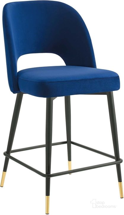 The appearance of Rouse Performance Velvet Counter Stool In Navy designed by Modway in the modern / contemporary interior design. This navy piece of furniture  was selected by 1StopBedrooms from Rouse Collection to add a touch of cosiness and style into your home. Sku: EEI-4643-NAV. Material: Polyester. Product Type: Barstool. Image1