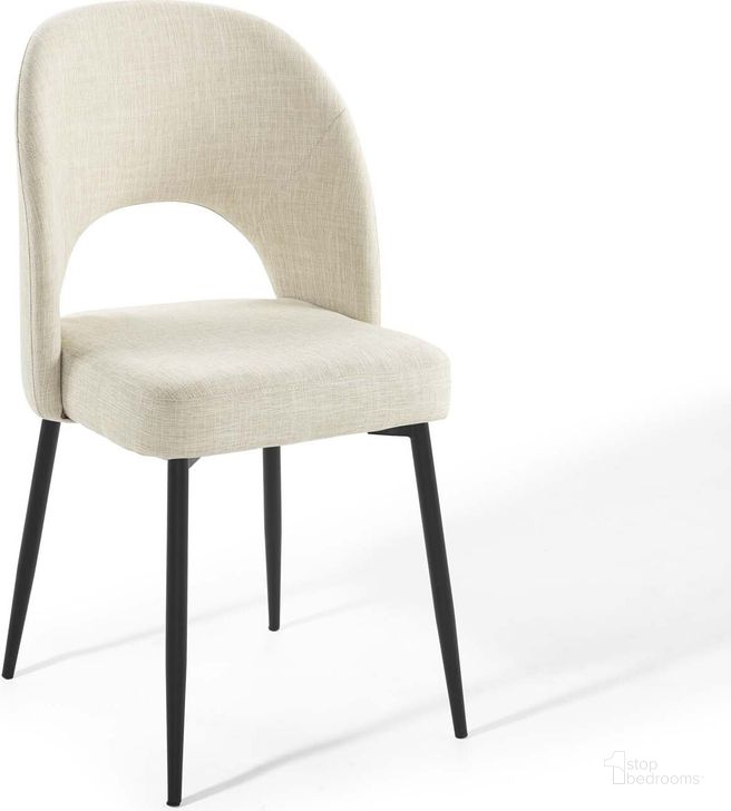 The appearance of Rouse Upholstered Fabric Dining Side Chair EEI-3801-BLK-BEI designed by Modway in the modern / contemporary interior design. This white piece of furniture  was selected by 1StopBedrooms from Rouse Collection to add a touch of cosiness and style into your home. Sku: EEI-3801-BLK-BEI. Material: Wood. Product Type: Side Chair. Image1
