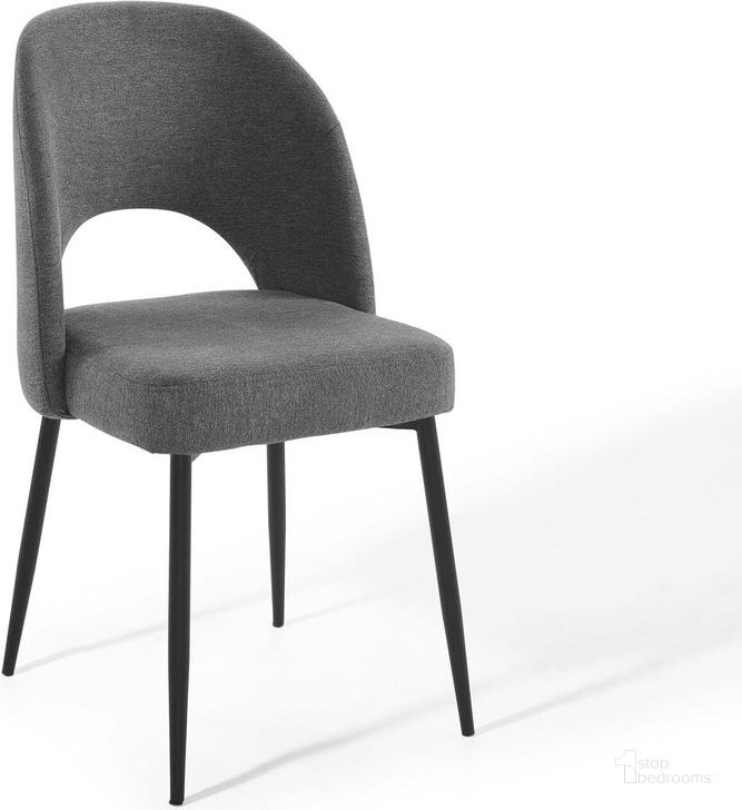 The appearance of Rouse Upholstered Fabric Dining Side Chair EEI-3801-BLK-CHA designed by Modway in the modern / contemporary interior design. This black charcoal piece of furniture  was selected by 1StopBedrooms from Rouse Collection to add a touch of cosiness and style into your home. Sku: EEI-3801-BLK-CHA. Material: Wood. Product Type: Side Chair. Image1