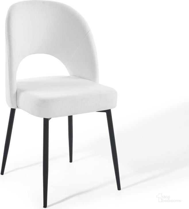 The appearance of Rouse Upholstered Fabric Dining Side Chair EEI-3801-BLK-WHI designed by Modway in the modern / contemporary interior design. This black piece of furniture  was selected by 1StopBedrooms from Rouse Collection to add a touch of cosiness and style into your home. Sku: EEI-3801-BLK-WHI. Material: Wood. Product Type: Side Chair. Image1