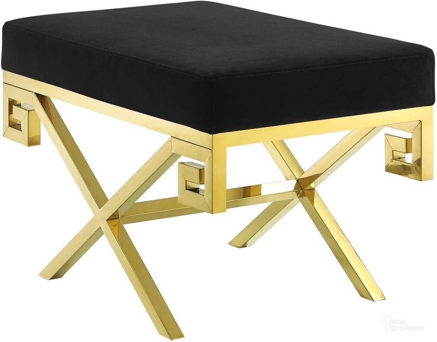 The appearance of Rove Velvet Performance Velvet Bench In Gold Black designed by Modway in the modern / contemporary interior design. This gold black piece of furniture  was selected by 1StopBedrooms from Rove Collection to add a touch of cosiness and style into your home. Sku: EEI-2879-GLD-BLK. Product Type: Bench. Material: Foam. Image1