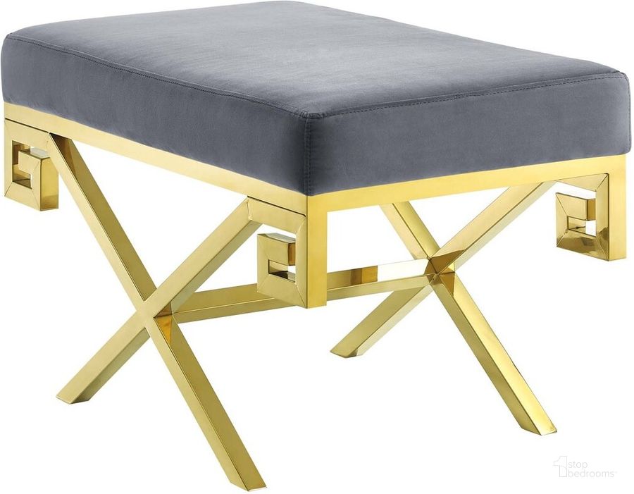 The appearance of Rove Velvet Performance Velvet Bench In Gold Gray designed by Modway in the modern / contemporary interior design. This gold gray piece of furniture  was selected by 1StopBedrooms from Rove Collection to add a touch of cosiness and style into your home. Sku: EEI-2879-GLD-GRY. Product Type: Bench. Material: Foam. Image1