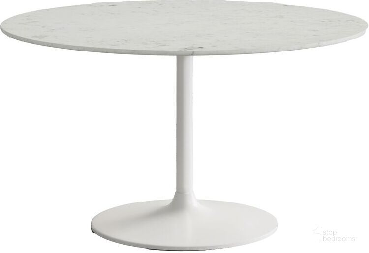 The appearance of Rowan 54 Inch Modern Luxury Pedestal Round Marble Dining Table In White designed by Jofran in the modern / contemporary interior design. This white piece of furniture  was selected by 1StopBedrooms from Rowan Collection to add a touch of cosiness and style into your home. Sku: 2271-ROWAN54TBWKT. Table Base Style: Pedestal. Table Top Shape: Round. Material: Marble. Product Type: Dining Table. Size: 54". Image1