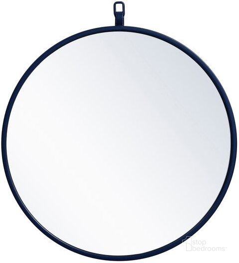 The appearance of Rowan Blue Round Mirror MR4718BL designed by Elegant Lighting in the transitional interior design. This blue piece of furniture  was selected by 1StopBedrooms from Rowan Collection to add a touch of cosiness and style into your home. Sku: MR4718BL. Material: Metal. Product Type: Mirror. Image1