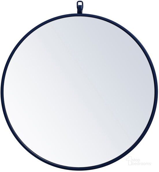 The appearance of Rowan Blue Round Mirror MR4721BL designed by Elegant Lighting in the transitional interior design. This blue piece of furniture  was selected by 1StopBedrooms from Rowan Collection to add a touch of cosiness and style into your home. Sku: MR4721BL. Material: Metal. Product Type: Mirror. Image1