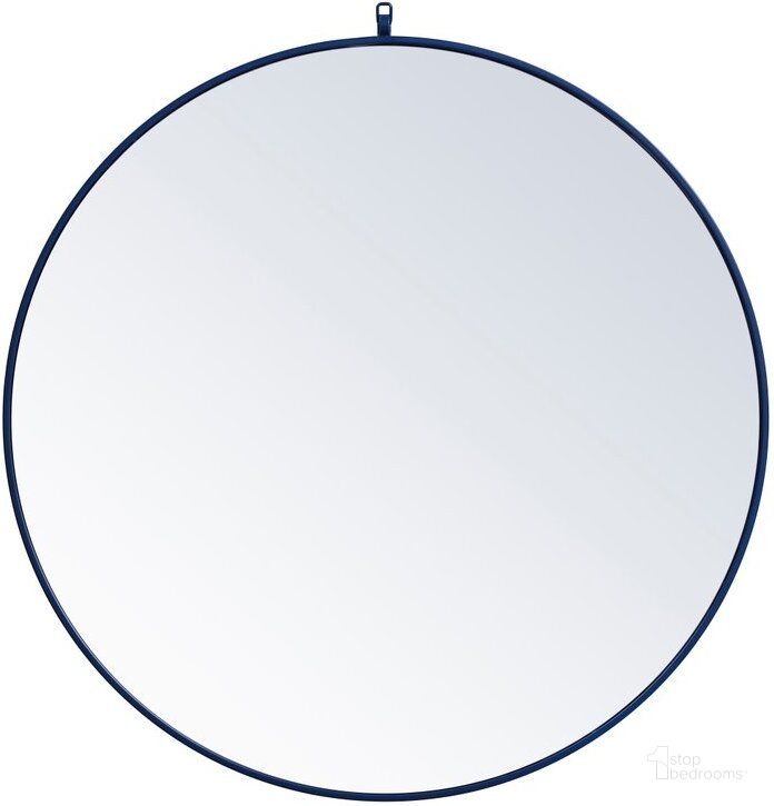 The appearance of Rowan Blue Round Mirror MR4739BL designed by Elegant Lighting in the transitional interior design. This blue piece of furniture  was selected by 1StopBedrooms from Rowan Collection to add a touch of cosiness and style into your home. Sku: MR4739BL. Material: Metal. Product Type: Mirror. Image1