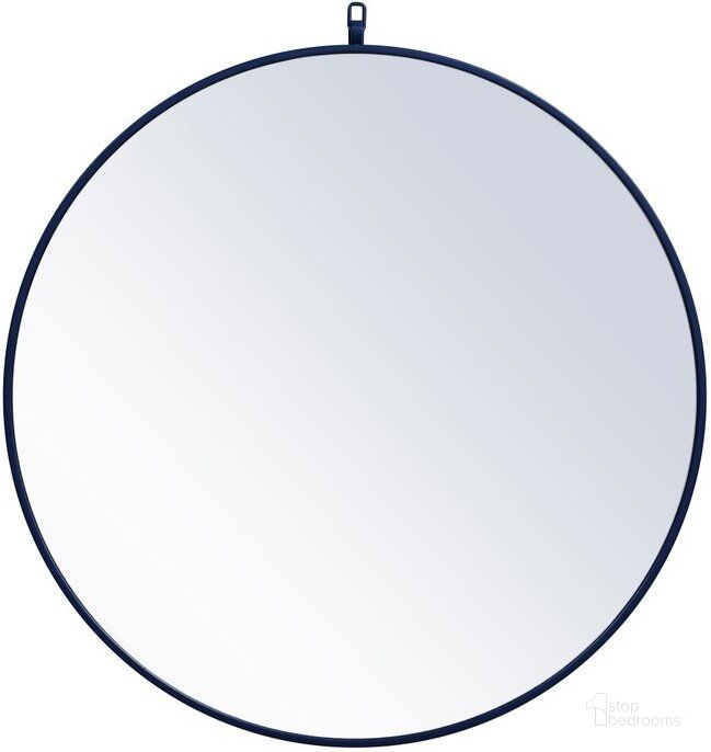 The appearance of Rowan Blue Round Mirror With Decorative Hook MR4057BL designed by Elegant Lighting in the transitional interior design. This blue piece of furniture  was selected by 1StopBedrooms from Rowan Collection to add a touch of cosiness and style into your home. Sku: MR4057BL. Material: Metal. Product Type: Mirror. Image1