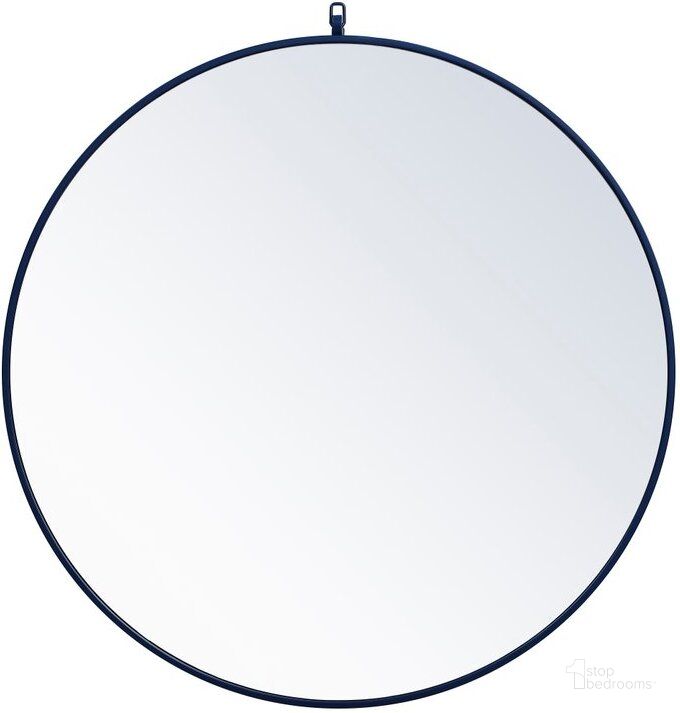 The appearance of Rowan Blue Round Mirror With Decorative Hook MR4061BL designed by Elegant Lighting in the transitional interior design. This blue piece of furniture  was selected by 1StopBedrooms from Rowan Collection to add a touch of cosiness and style into your home. Sku: MR4061BL. Material: Metal. Product Type: Mirror. Image1