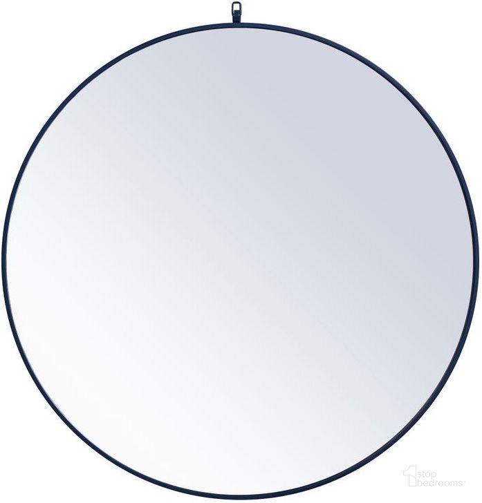 The appearance of Rowan Blue Round Mirror With Decorative Hook MR4064BL designed by Elegant Lighting in the transitional interior design. This blue piece of furniture  was selected by 1StopBedrooms from Rowan Collection to add a touch of cosiness and style into your home. Sku: MR4064BL. Material: Metal. Product Type: Mirror. Image1