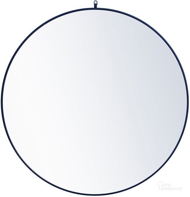 The appearance of Rowan Blue Round Mirror With Decorative Hook MR4067BL designed by Elegant Lighting in the transitional interior design. This blue piece of furniture  was selected by 1StopBedrooms from Rowan Collection to add a touch of cosiness and style into your home. Sku: MR4067BL. Material: Metal. Product Type: Mirror. Image1