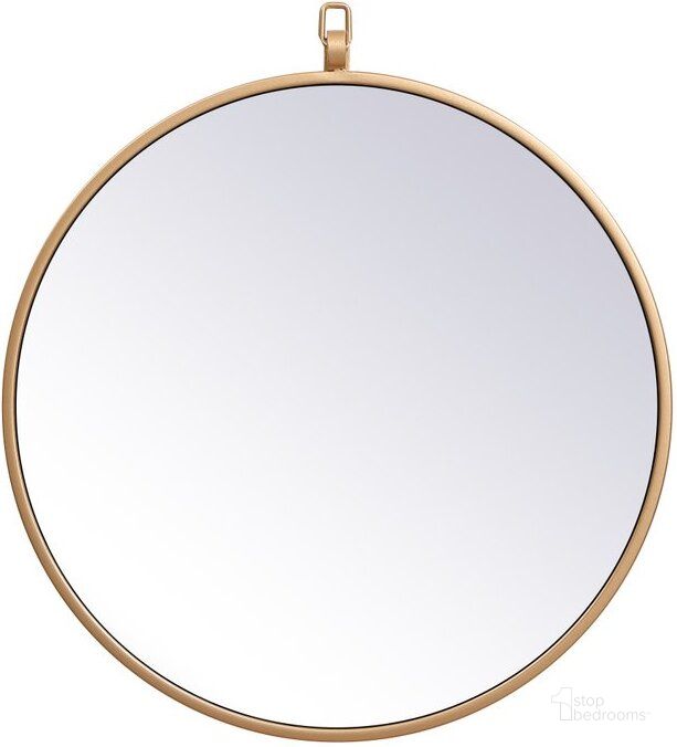 The appearance of Rowan Brass Round Mirror MR4718BR designed by Elegant Lighting in the transitional interior design. This brass piece of furniture  was selected by 1StopBedrooms from Rowan Collection to add a touch of cosiness and style into your home. Sku: MR4718BR. Material: Metal. Product Type: Mirror. Image1