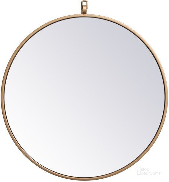 The appearance of Rowan Brass Round Mirror MR4721BR designed by Elegant Lighting in the transitional interior design. This brass piece of furniture  was selected by 1StopBedrooms from Rowan Collection to add a touch of cosiness and style into your home. Sku: MR4721BR. Material: Metal. Product Type: Mirror. Image1