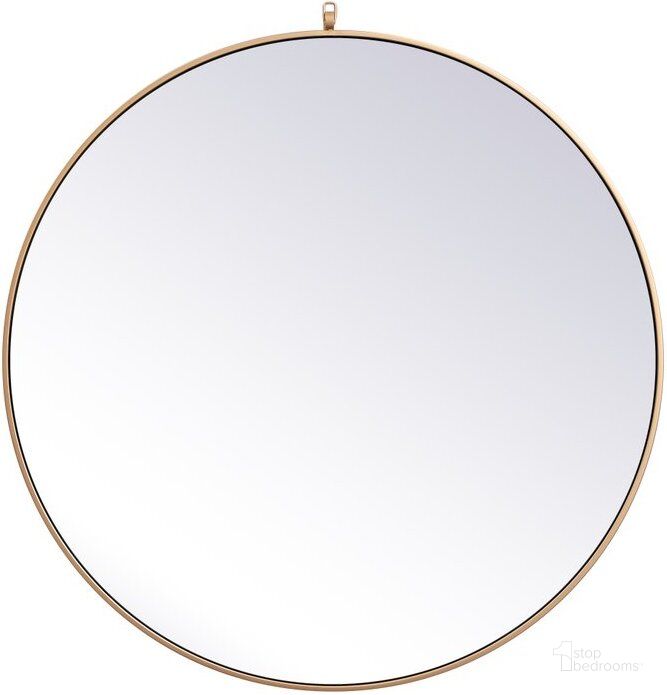 The appearance of Rowan Brass Round Mirror MR4739BR designed by Elegant Lighting in the transitional interior design. This brass piece of furniture  was selected by 1StopBedrooms from Rowan Collection to add a touch of cosiness and style into your home. Sku: MR4739BR. Material: Metal. Product Type: Mirror. Image1
