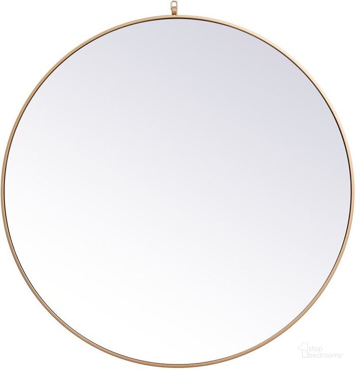The appearance of Rowan Brass Round Mirror MR4745BR designed by Elegant Lighting in the transitional interior design. This brass piece of furniture  was selected by 1StopBedrooms from Rowan Collection to add a touch of cosiness and style into your home. Sku: MR4745BR. Material: Metal. Product Type: Mirror. Image1