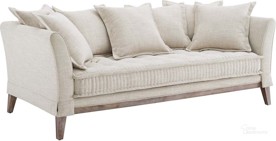 The appearance of Rowan Fabric Sofa EEI-4909-BEI designed by Modway in the modern / contemporary interior design. This beige piece of furniture  was selected by 1StopBedrooms from Rowan Collection to add a touch of cosiness and style into your home. Sku: EEI-4909-BEI. Product Type: Sofa. Material: Rubberwood. Image1