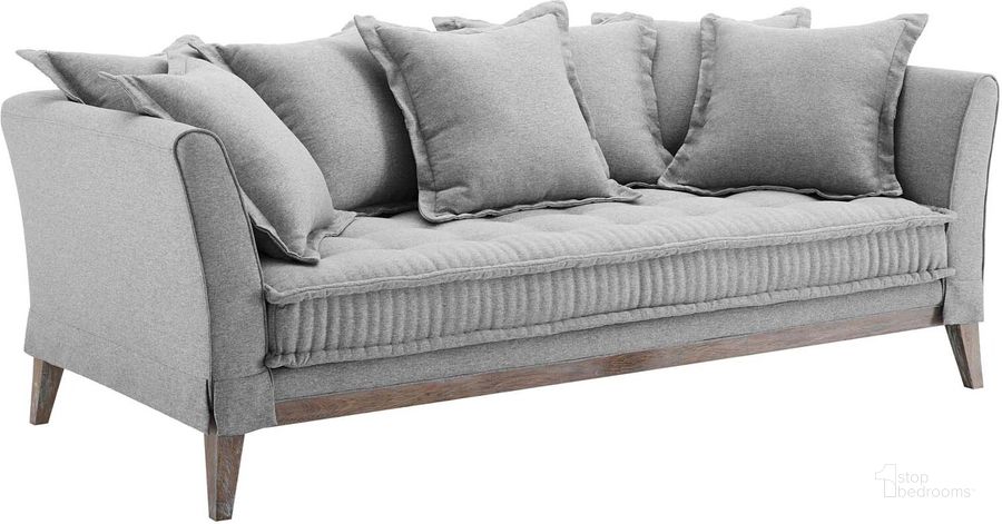 The appearance of Rowan Fabric Sofa EEI-4909-LGR designed by Modway in the modern / contemporary interior design. This light gray piece of furniture  was selected by 1StopBedrooms from Rowan Collection to add a touch of cosiness and style into your home. Sku: EEI-4909-LGR. Product Type: Sofa. Material: Rubberwood. Image1