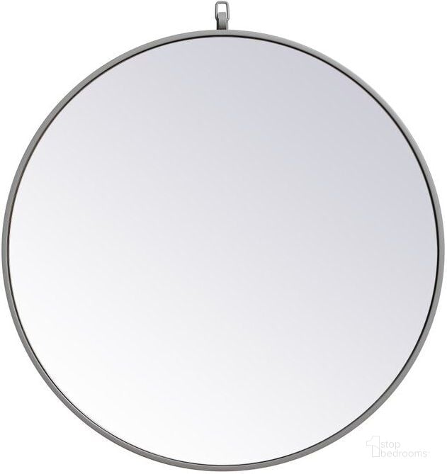 The appearance of Rowan Grey Round Mirror With Decorative Hook designed by Elegant Lighting in the transitional interior design. This grey piece of furniture  was selected by 1StopBedrooms from Rowan Collection to add a touch of cosiness and style into your home. Sku: MR4054GR. Material: Metal. Product Type: Mirror. Image1