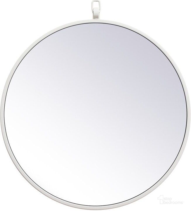 The appearance of Rowan White Round Mirror MR4718WH designed by Elegant Lighting in the transitional interior design. This white piece of furniture  was selected by 1StopBedrooms from Rowan Collection to add a touch of cosiness and style into your home. Sku: MR4718WH. Material: Metal. Product Type: Mirror. Image1