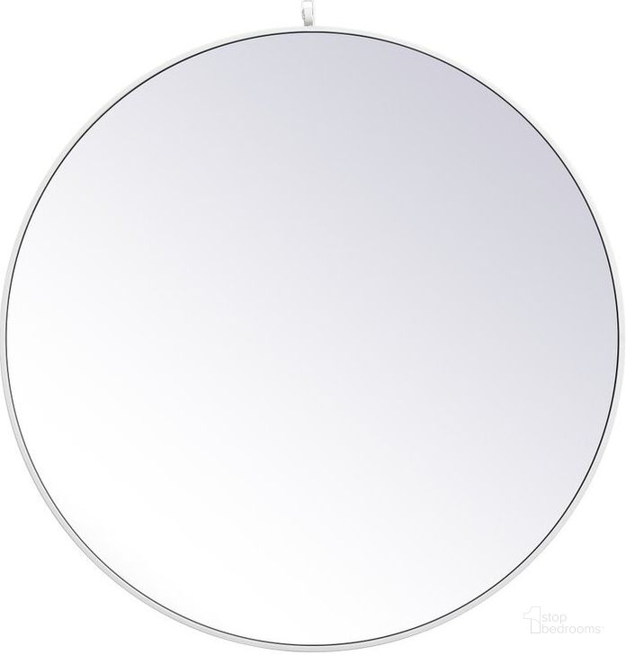 The appearance of Rowan White Round Mirror MR4739WH designed by Elegant Lighting in the transitional interior design. This white piece of furniture  was selected by 1StopBedrooms from Rowan Collection to add a touch of cosiness and style into your home. Sku: MR4739WH. Material: Metal. Product Type: Mirror. Image1