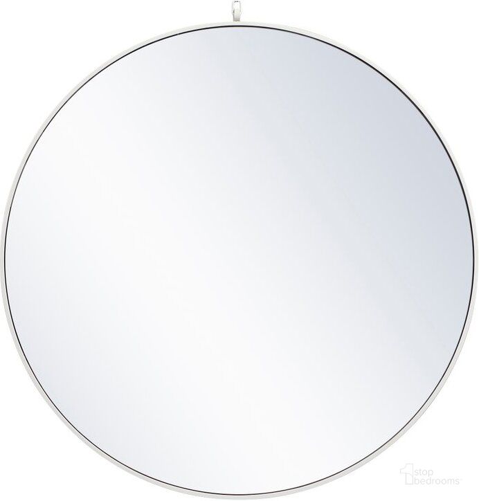 The appearance of Rowan White Round Mirror With Decorative Hook MR4064WH designed by Elegant Lighting in the transitional interior design. This white piece of furniture  was selected by 1StopBedrooms from Rowan Collection to add a touch of cosiness and style into your home. Sku: MR4064WH. Material: Metal. Product Type: Mirror. Image1