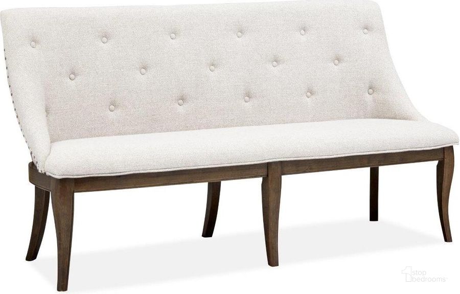 The appearance of Roxbury Manor Wood Bench With Upholstered Seat And Back designed by Magnussen in the  interior design. This brown piece of furniture  was selected by 1StopBedrooms from Roxbury Manor Collection to add a touch of cosiness and style into your home. Sku: D5011-78. Product Type: Bench. Material: Wood Veneer. Image1