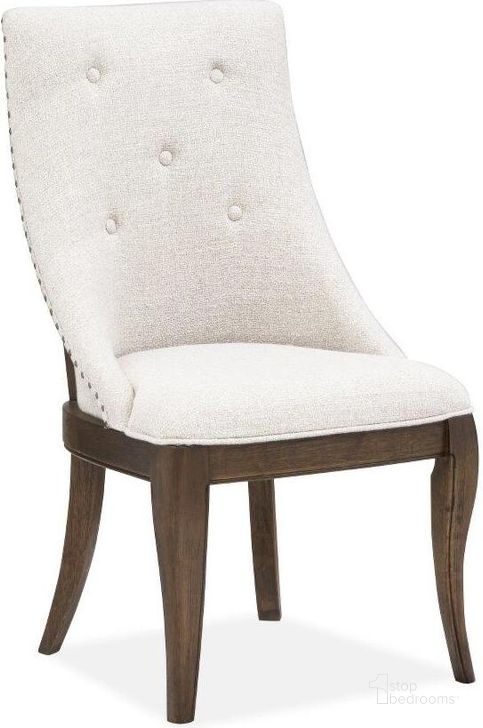 The appearance of Roxbury Manor Wood Dining Arm Chair Set of 2 With Upholstered Seat And Back designed by Magnussen in the  interior design. This brown piece of furniture  was selected by 1StopBedrooms from Roxbury Manor Collection to add a touch of cosiness and style into your home. Sku: D5011-73. Product Type: Dining Chair. Material: Wood Veneer. Image1