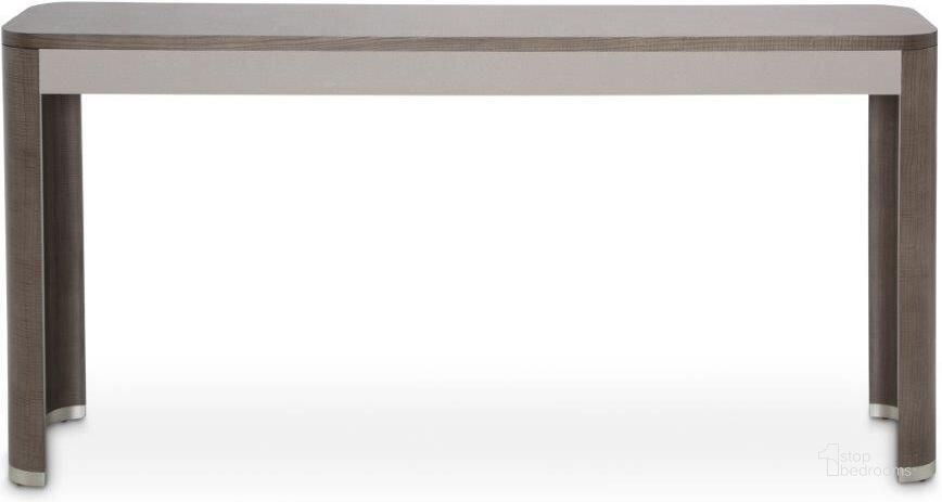 The appearance of Roxbury Park Console Table In Slate designed by AICO in the transitional interior design. This slate piece of furniture  was selected by 1StopBedrooms from Roxburry Collection to add a touch of cosiness and style into your home. Sku: N9006223-220. Material: Polyester. Product Type: Console Table. Image1