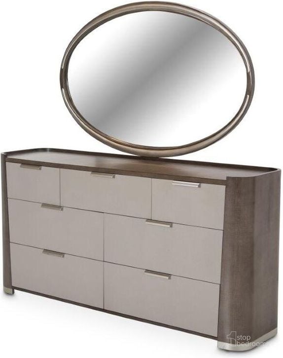 The appearance of Roxbury Park Dresser With Mirror In Slate designed by AICO in the transitional interior design. This slate piece of furniture  was selected by 1StopBedrooms from Roxburry Collection to add a touch of cosiness and style into your home. Sku: N9006050-220;N9006260-220. Material: Glass. Product Type: Dresser. Image1