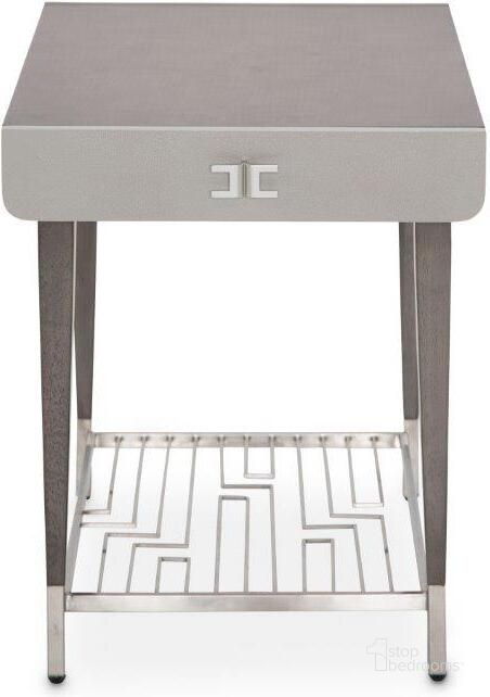The appearance of Roxbury Park Slate End Table designed by AICO in the traditional interior design. This slate piece of furniture  was selected by 1StopBedrooms from Roxburry Collection to add a touch of cosiness and style into your home. Sku: N9006202-220. Material: Glass. Product Type: End Table. Image1