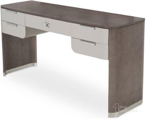 The appearance of Roxbury Park Vanity Desk In Slate designed by AICO in the transitional interior design. This slate piece of furniture  was selected by 1StopBedrooms from Roxburry Collection to add a touch of cosiness and style into your home. Sku: N9006207-220. Material: Polyester. Product Type: Vanity Desk. Image1