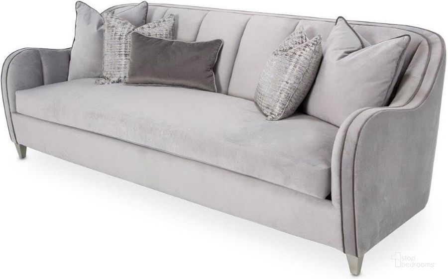 The appearance of Roxbury Park Velvet Sofa In Steel/Slate designed by AICO in the transitional interior design. This slate piece of furniture  was selected by 1StopBedrooms from Roxburry Collection to add a touch of cosiness and style into your home. Sku: N9006815-STEEL-220. Material: Polyester. Product Type: Sofa. Image1