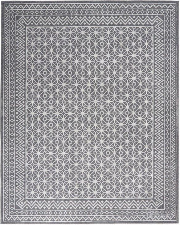 The appearance of Royal Moroccan Charcoal And Silver 8 X 10 Area Rug designed by Nourison in the modern / contemporary interior design. This charcoal and silver piece of furniture  was selected by 1StopBedrooms from Royal Moroccan Collection to add a touch of cosiness and style into your home. Sku: 99446721020. Material: Polypropylene. Product Type: Area Rugs. Image1