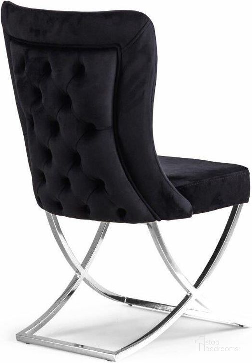 The appearance of Royal Upholstered Silver Legged Dining Chair In Black And Silver Set of 2 designed by Casamode in the modern / contemporary interior design. This black/silver piece of furniture  was selected by 1StopBedrooms from Royal Collection to add a touch of cosiness and style into your home. Sku: ROL-BLK-SL-AC. Material: Wood. Product Type: Dining Chair. Image1