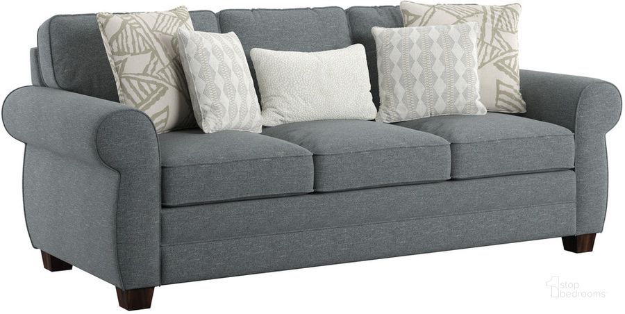 The appearance of Royce 84 Inch Sofa In Slate Blue designed by Emerald Home Furnishings in the transitional interior design. This slate blue piece of furniture  was selected by 1StopBedrooms from Royce Collection to add a touch of cosiness and style into your home. Sku: U3809-00-04A;U3809-00-04B. Material: Wood. Product Type: Sofa. Image1