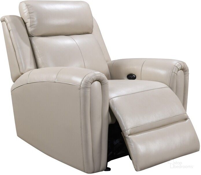 The appearance of Royce Jonathan Power Reclining Glider Recliner In Cream designed by Leather Italia USA in the traditional interior design. This cream piece of furniture  was selected by 1StopBedrooms from Royce Collection to add a touch of cosiness and style into your home. Sku: 1712-E3215G-017405LV. Material: Leather. Product Type: Reclining Chair. Image1