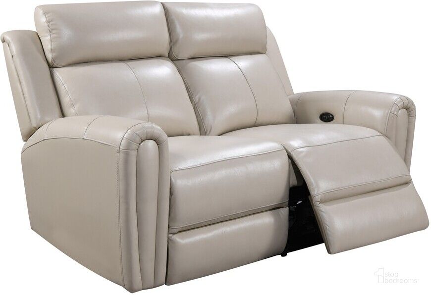 The appearance of Royce Jonathan Power Reclining Loveseat In Cream designed by Leather Italia USA in the traditional interior design. This cream piece of furniture  was selected by 1StopBedrooms from Royce Collection to add a touch of cosiness and style into your home. Sku: 1712-E3215-027405LV. Material: Leather. Product Type: Reclining Loveseat. Image1