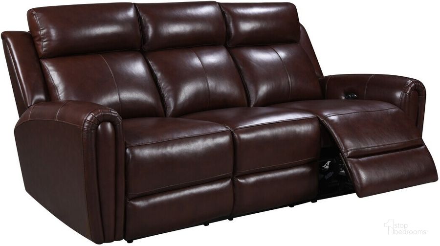 The appearance of Royce Jonathan Power Reclining Sofa In Brown designed by Leather Italia USA in the traditional interior design. This brown piece of furniture  was selected by 1StopBedrooms from Royce Collection to add a touch of cosiness and style into your home. Sku: 1712-E3215-037030LV. Material: Leather. Product Type: Reclining Sofa. Image1