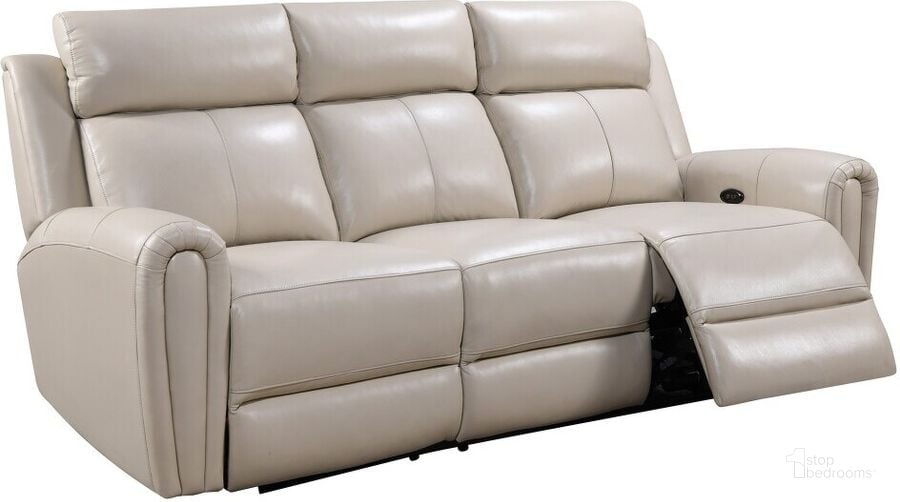 The appearance of Royce Jonathan Power Reclining Sofa In Cream designed by Leather Italia USA in the traditional interior design. This cream piece of furniture  was selected by 1StopBedrooms from Royce Collection to add a touch of cosiness and style into your home. Sku: 1712-E3215-037405LV. Material: Leather. Product Type: Reclining Sofa. Image1
