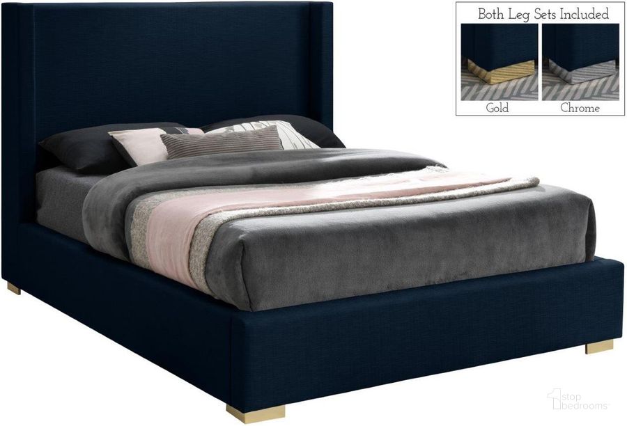 The appearance of Royce Navy Linen Fabric Full Bed designed by Meridian in the modern / contemporary interior design. This navy linen fabric piece of furniture  was selected by 1StopBedrooms from Royce Collection to add a touch of cosiness and style into your home. Sku: RoyceNavy-F-1;RoyceNavy-F-2;RoyceNavy-F-3. Bed Type: Platform Bed. Material: Metal. Product Type: Platform Bed. Bed Size: Full. Image1