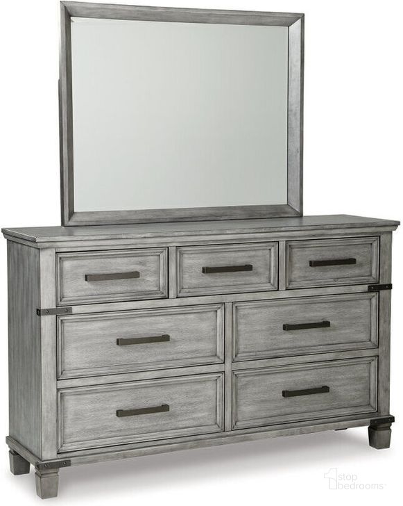 The appearance of Russelyn Dresser and Mirror In Gray designed by Signature Design by Ashley in the transitional interior design. This gray piece of furniture  was selected by 1StopBedrooms from Russelyn Collection to add a touch of cosiness and style into your home. Sku: B772-31;B772-36. Material: Wood. Product Type: Dresser and Mirror. Image1
