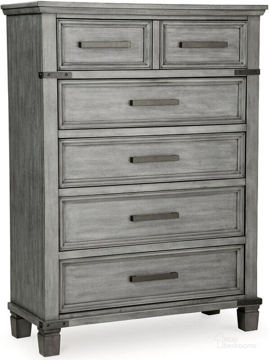 The appearance of Russelyn Gray Five Drawer Chest designed by Signature Design by Ashley in the transitional interior design. This gray piece of furniture  was selected by 1StopBedrooms from Russelyn Collection to add a touch of cosiness and style into your home. Sku: B772-46. Material: Wood. Product Type: Chest. Image1