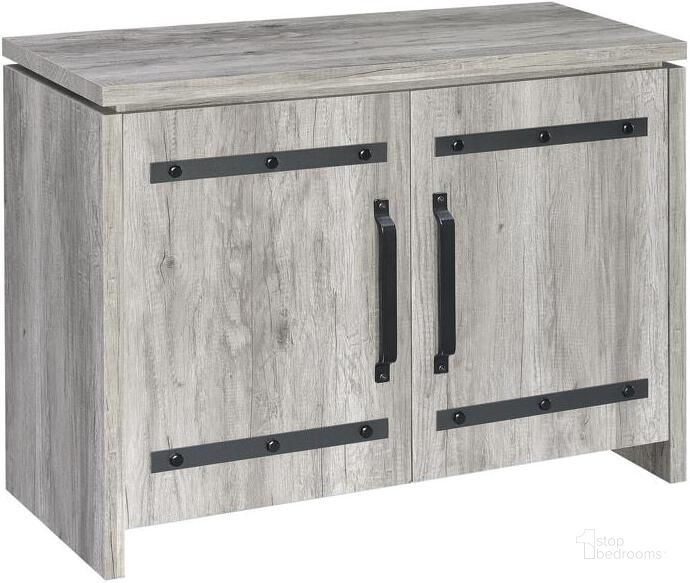The appearance of Rustic Grey Accent Cabinet designed by Coaster in the rustic / southwestern interior design. This gray piece of furniture  was selected by 1StopBedrooms from Rustic Collection to add a touch of cosiness and style into your home. Sku: 950785. Material: Wood. Product Type: Accent Cabinet. Image1