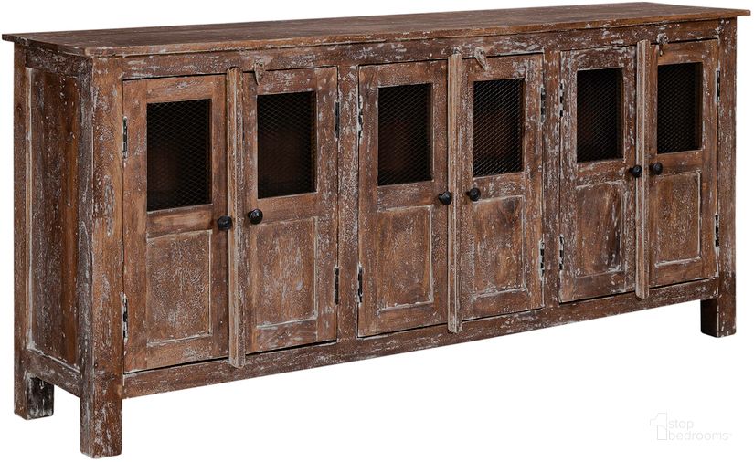 The appearance of Ruston 70 Inch Accent Entertainment Console designed by Liberty in the rustic / southwestern interior design. This antique grey piece of furniture  was selected by 1StopBedrooms from Ruston Collection to add a touch of cosiness and style into your home. Sku: 831-TV70. Material: Wood. Product Type: Entertainment Console. Image1
