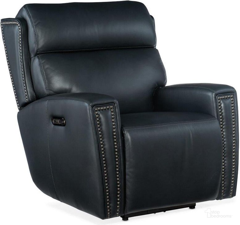 The appearance of Ruthe Zero Gravity Power Recliner With Power Headrest SS704-PHZ1-049 designed by Hooker in the transitional interior design. This blue piece of furniture  was selected by 1StopBedrooms from Ruthe Collection to add a touch of cosiness and style into your home. Sku: SS704-PHZ1-049. Material: Leather. Product Type: Recliner. Image1